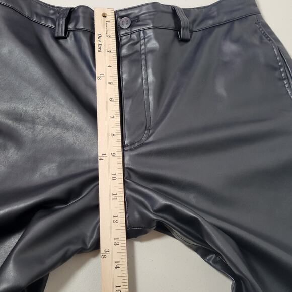 Zara Women's Medium Black Top-Stitched Faux Leather Pants Wide‎ Leg - Picture 9 of 10